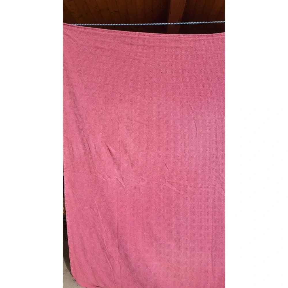 Vintage Maroon Textured Bedspread Coverlet Geometric Full Queen 84x96